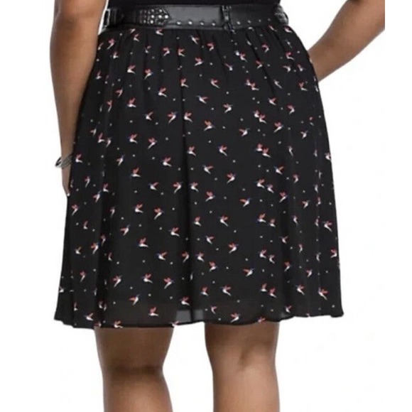 Torrid Hummingbird Skirt chiffon Leather Studded Black Plus Women 20 Bird - Picture 14 of 14